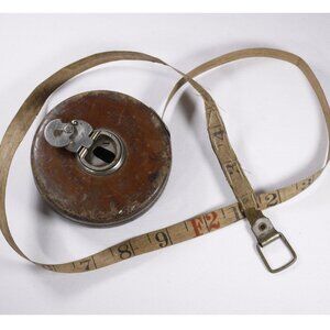 Antique leather carpenters tape measure 50ft Lufkin Rule Co / Hughes-Owen Co Ltd